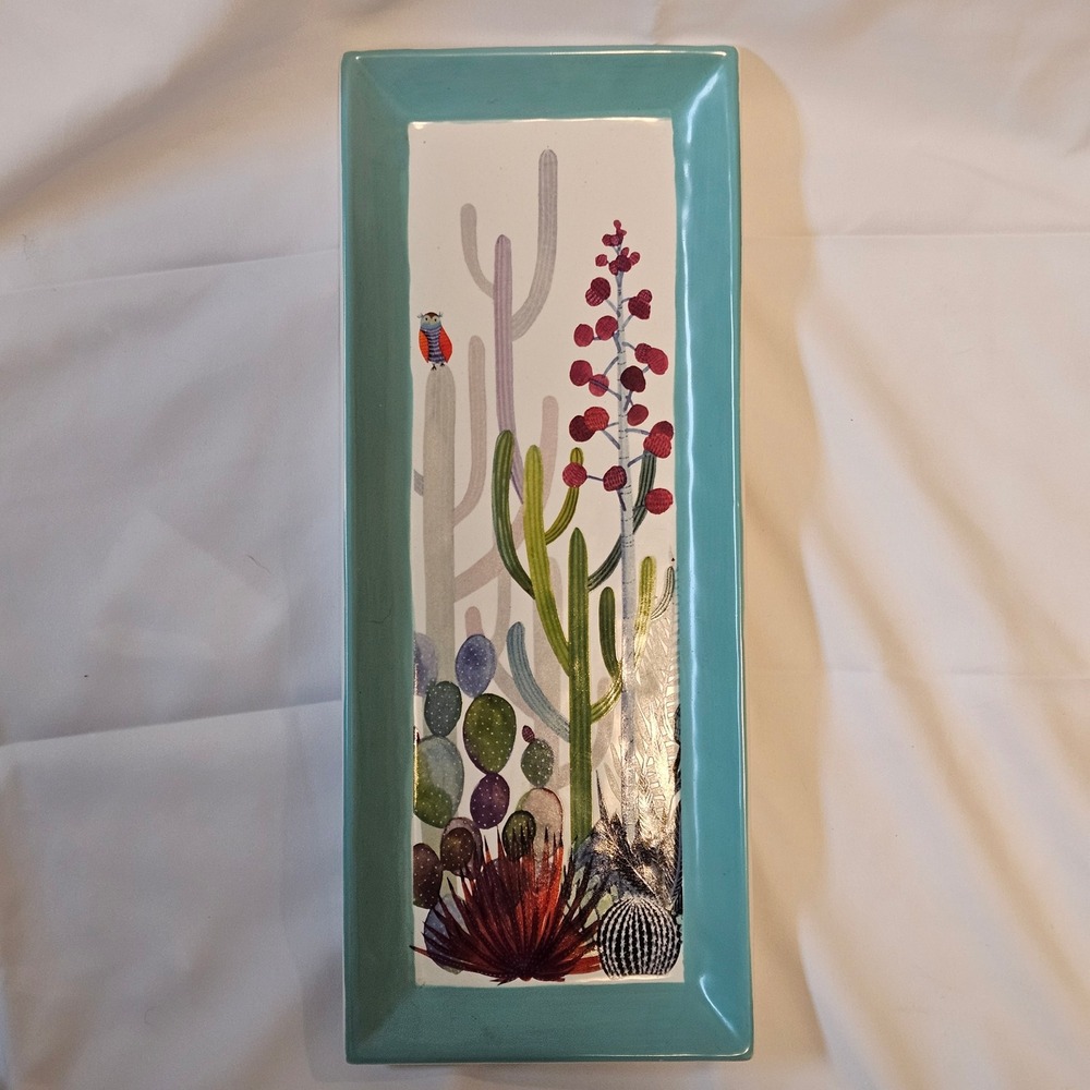 Hallmark Geninne Zlatkis Desert Cactus Owl Platter 15x6